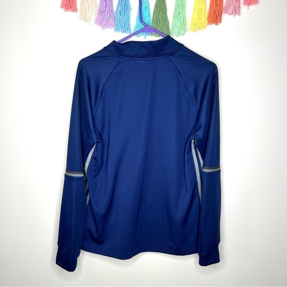 Adidas Navy Blue and Gray Grey Full Zip Up Long Sleeve Sporty Jacket Size Large - Picture 10 of 15